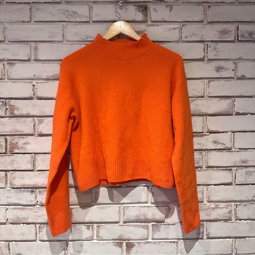 Everlane The Good 100% wool mock neck sweater orange
